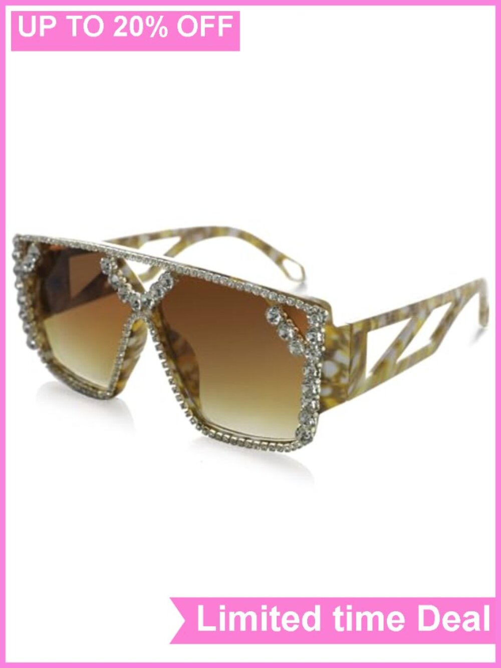 Oversized Square Rhinestone Sunglasses UV400 Full Frame Retro Disco